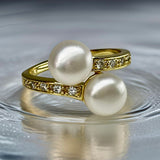 Cultured Freshwater Pearl and Cubic Zirconia Ring gold