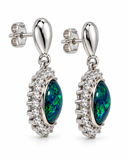 Australian Opal Turquoise and Green Zirconia Drop Earrings