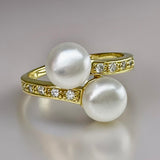 Cultured Freshwater Pearl and Cubic Zirconia Ring gold