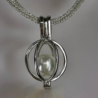 925 Large Cage Broome Pearl Pendant and Necklace