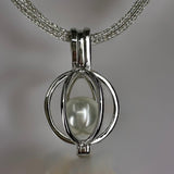 925 Large Cage Broome Pearl Pendant and Necklace