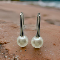 Cultured Freshwater Pearl Trumpet Style Hook Earrings