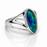 Australian Opal Vibrant Blue Green Sterling Silver Ring