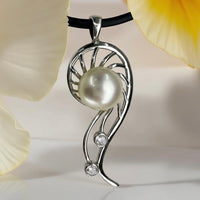 Broome Light Golden Pearl Mangrove Zirconia Silver Pendant