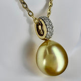 Golden South Sea Pearl Diamond Pendant