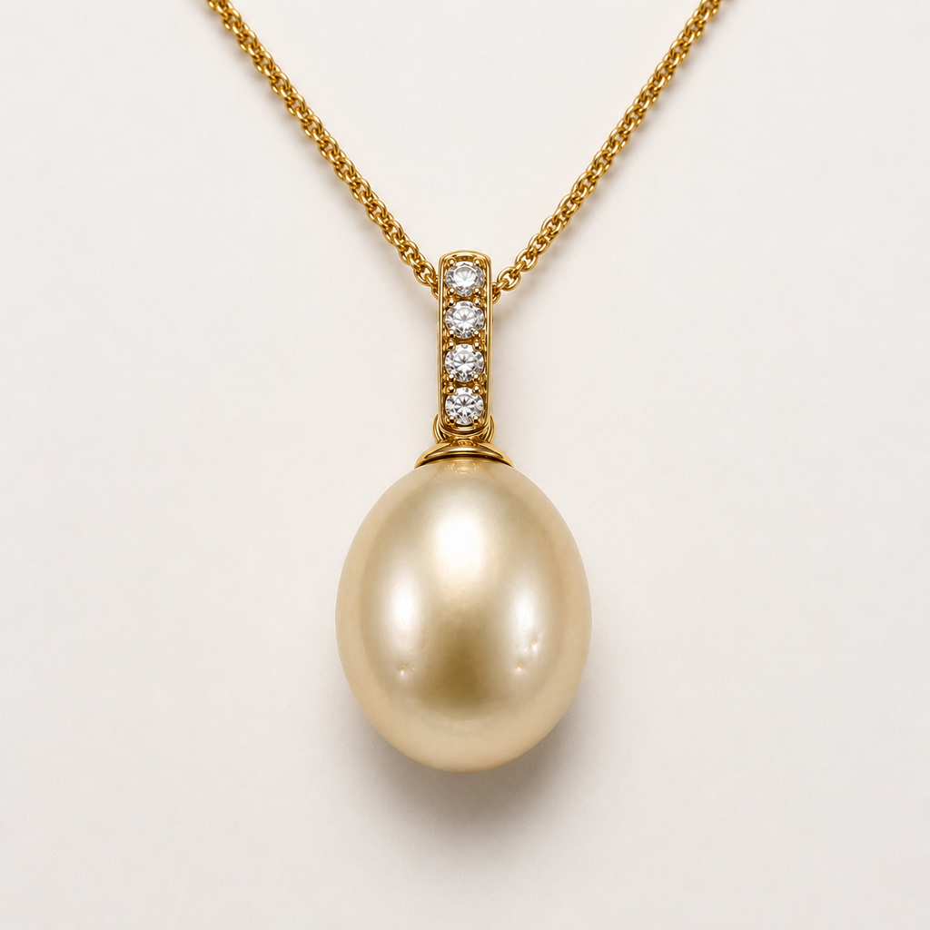 Golden South Sea Pearl Diamond Pendant