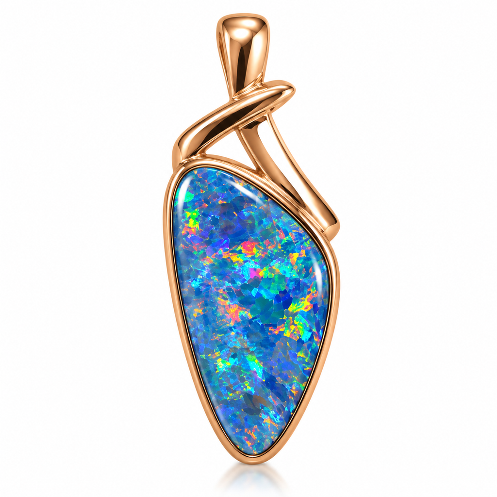 Australian Lightning Ridge Opal 925 Rose Gold Pendant