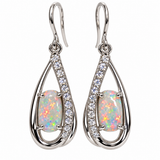 Australian Opal Coober Pedy White Opal 925 CZ Earrings