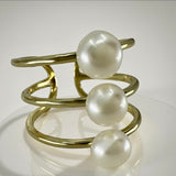 Stacked Freshwater Pearl Gold Ring