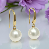 Broome Oval Drop 18ct Gold Hook Earrings