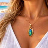 Australian Lightning Ridge Opal 925 Yellow Gold Pendant