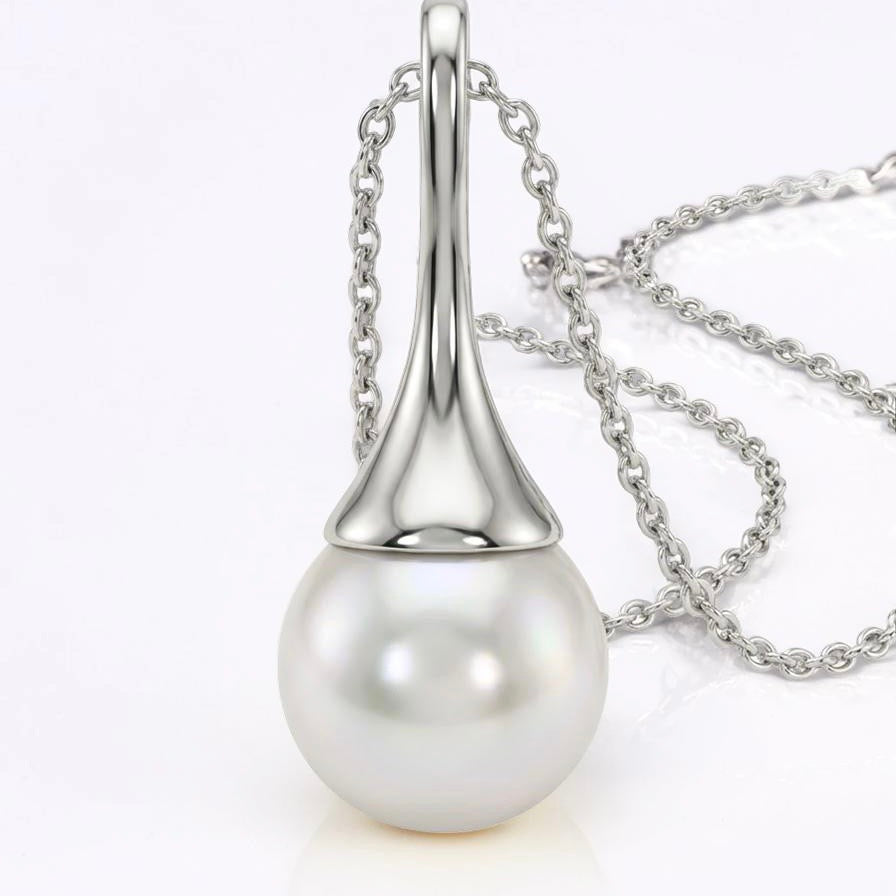Broome Pearl 9ct White Gold Trumpet Pendant