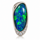 Australian Lightning Ridge Opal 925 Sterling Silver CZ Pendant