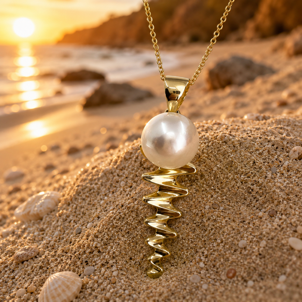 Cultured Broome Pearl 9ct Gold Staircase Big Moon Rising Large
