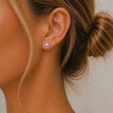Cultured Pink Pearl Gold Stud Earrings