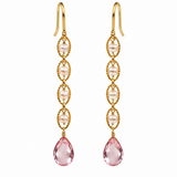 Freshwater Pearl Pink Topaz Gold Drop Earrings