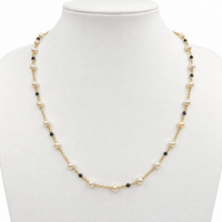 Freshwater Pearl Hematite Gemstone Gold Necklace