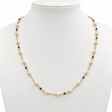 Freshwater Pearl Hematite Gemstone Gold Necklace