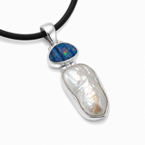 Australian Opal & Baroque Pearl Sterling Silver Pendant
