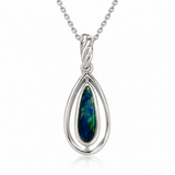 Australian Opal Blue & Green Harlow Sterling Silver Pendant