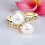 Cultured Freshwater Pearl and Cubic Zirconia Gold Ring 