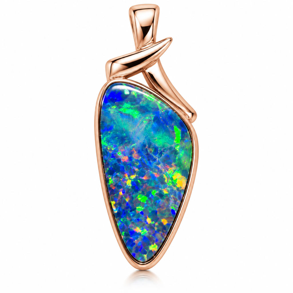 Australian Lightning Ridge Opal Rose Gold Pendant