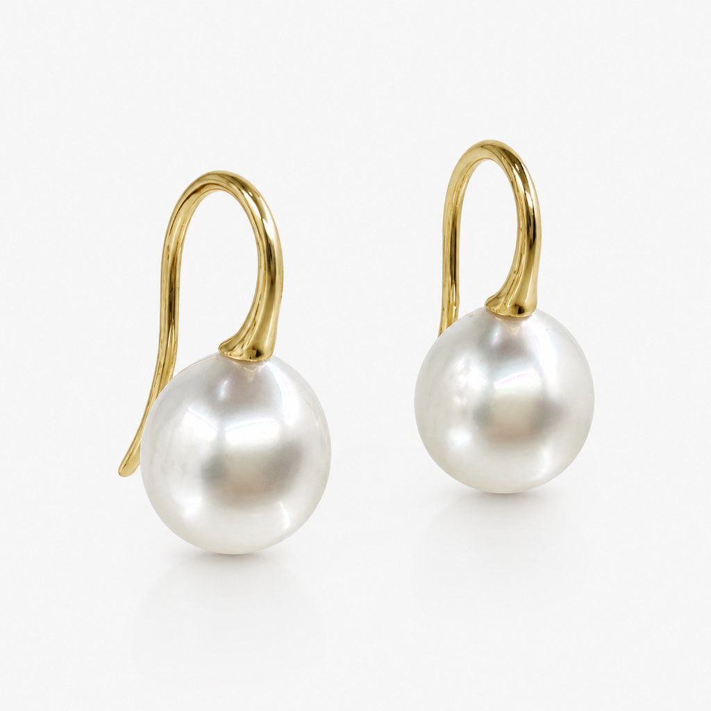 Cultured Broome Pearl 18ct Hook Earrings