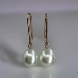 Smooth Baroque Australian South Sea Pearl Rose Gold Diamond Earrings