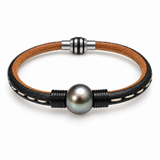Tahitian Pearl Unisex Leather Bracelet