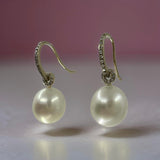 9ct Diamond Broome Pearl Gold Earrings