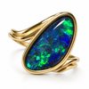 Australian White Opal Sterling Gold Ring