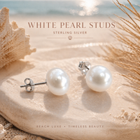 Freshwater White Pearl Stud Earrings Sterling Silver
