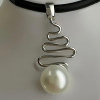 Eco Beach Setting Moon Staircase Silver Freshwater Pearl Pendant