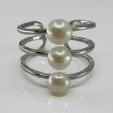 Stacked Pearl Sterling Silver Ring