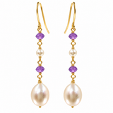Freshwater Pearl Purple Amethyst Pearl Drop Earrings