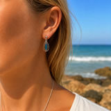 Australian Opal Vibrant Ocean Blue Turquoise Earrings