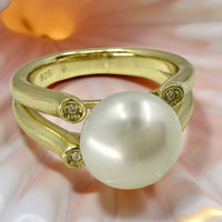 Cultured Freshwater White Pearl Ring Gold