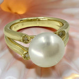 Cultured Freshwater White Pearl Ring Gold