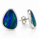 Australian Opal Turquoise and Green and Grey Stud Earrings