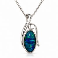 Australian Opal High Tide Blues Silver 925 Pendant