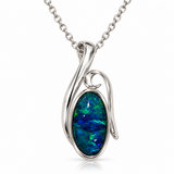 Australian Opal High Tide Blues Silver 925 Pendant