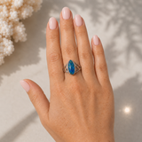 Australian Opal Vibrant Blue Green Sterling Silver Ring