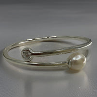 Stunning Pearl and CZ Bangle Flexi Bangle