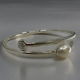 Cultured Freshwater Pearl and CZ Bangle