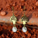 Cultured Freshwater Pearl Boab Tree Earrings Gold