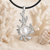 Coral Design Freshwater Pearl Sterling Silver Pendant