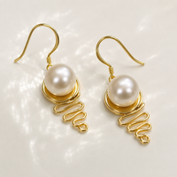 Cultured Freshwater Pearl Staircase Earrings Gold