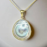 Abrolhos Island Oval 9ct Gold Mabe Pendant