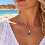Australian Opal Tidal Flow Sterling Silver CZ Pendant