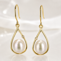 Freshwater Pearl Teardrop Zirconia Earrings